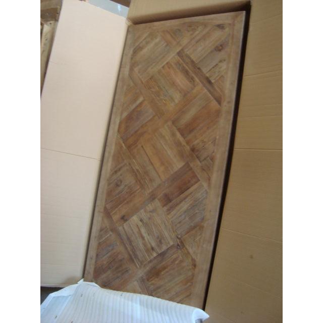 MORO RECYCLED ELM RUSTIC DINING TABLE PARQUETRY TOP 150CM