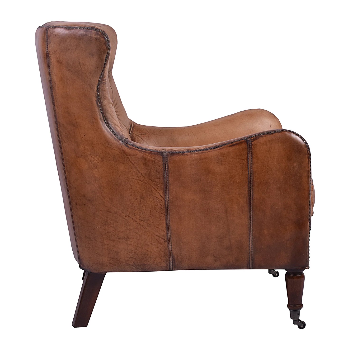 HAREWOOD VINTAGE LEATHER ARMCHAIR IN TOFFEE