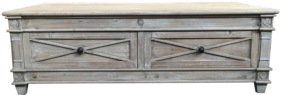 PROVENZ RECYCLED ELM RUSTIC 4 DRAWERS COFFEE TABLE