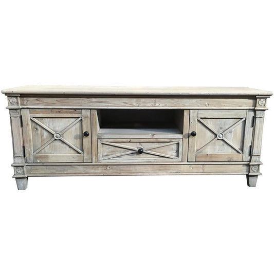 PROVENZ RECYCLED ELM RUSTIC 2-DOORS & 1 DRAWER TV/ENTERTAINMENT UNIT 140CM