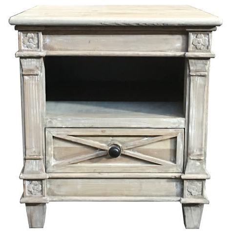 PROVENZ RECYCLED ELM RUSTIC 1 DRAWER LAMP TABLE/SIDE TABLE