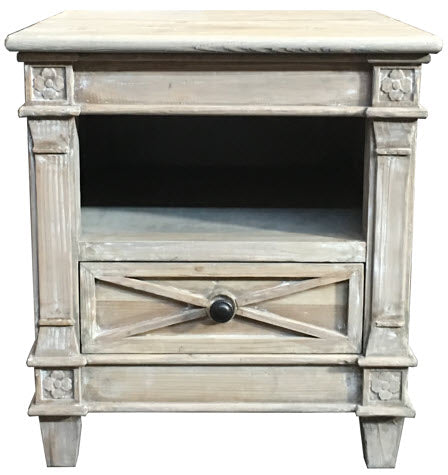 PROVENZ RECYCLED ELM RUSTIC 1 DRAWER LAMP TABLE