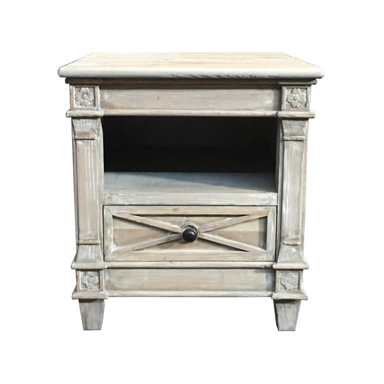 PROVENZ RECYCLED ELM RUSTIC 1 DRAWER LAMP TABLE/SIDE TABLE