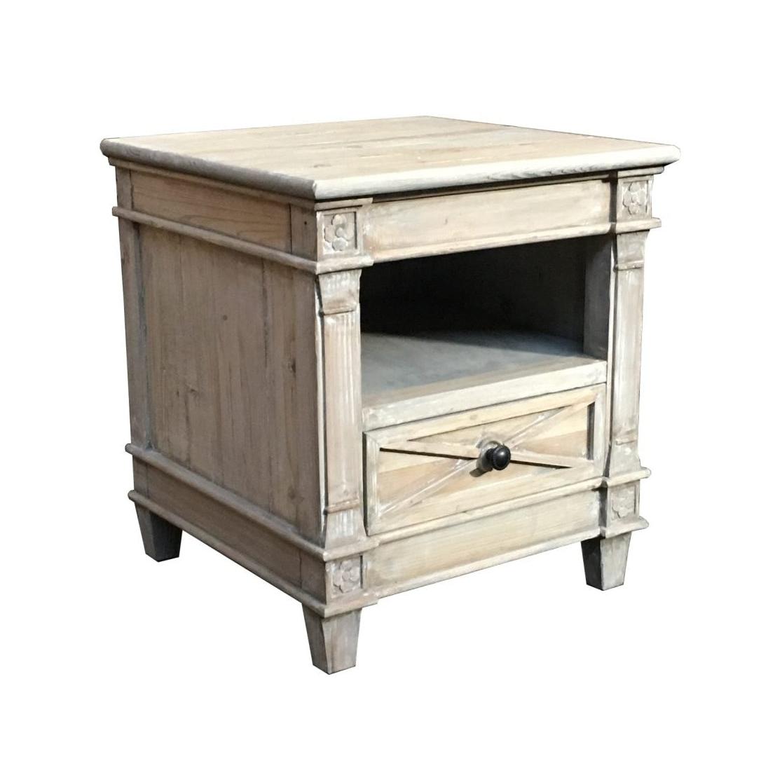 PROVENZ RECYCLED ELM RUSTIC 1 DRAWER LAMP TABLE/SIDE TABLE
