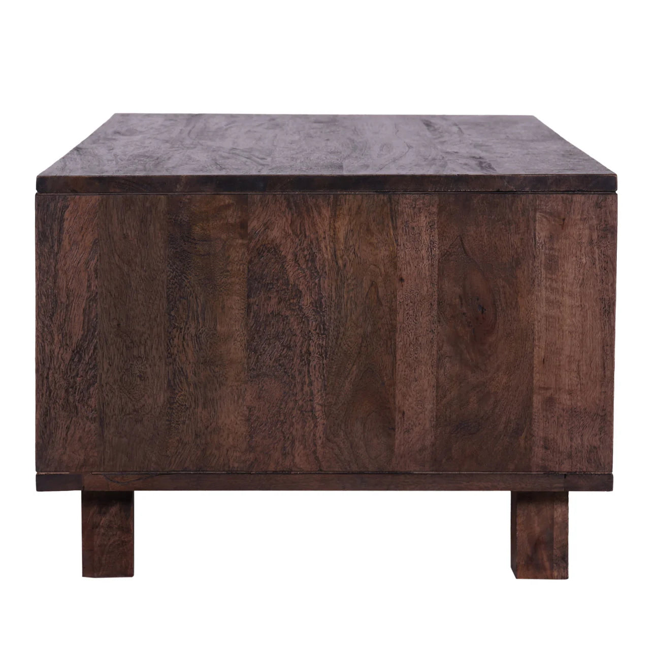 ELDRIDGE 2 DRAWERS DOUBLE FACED COFFEE TABLE IN FRUITWOOD TIMBER HONEY BROWN