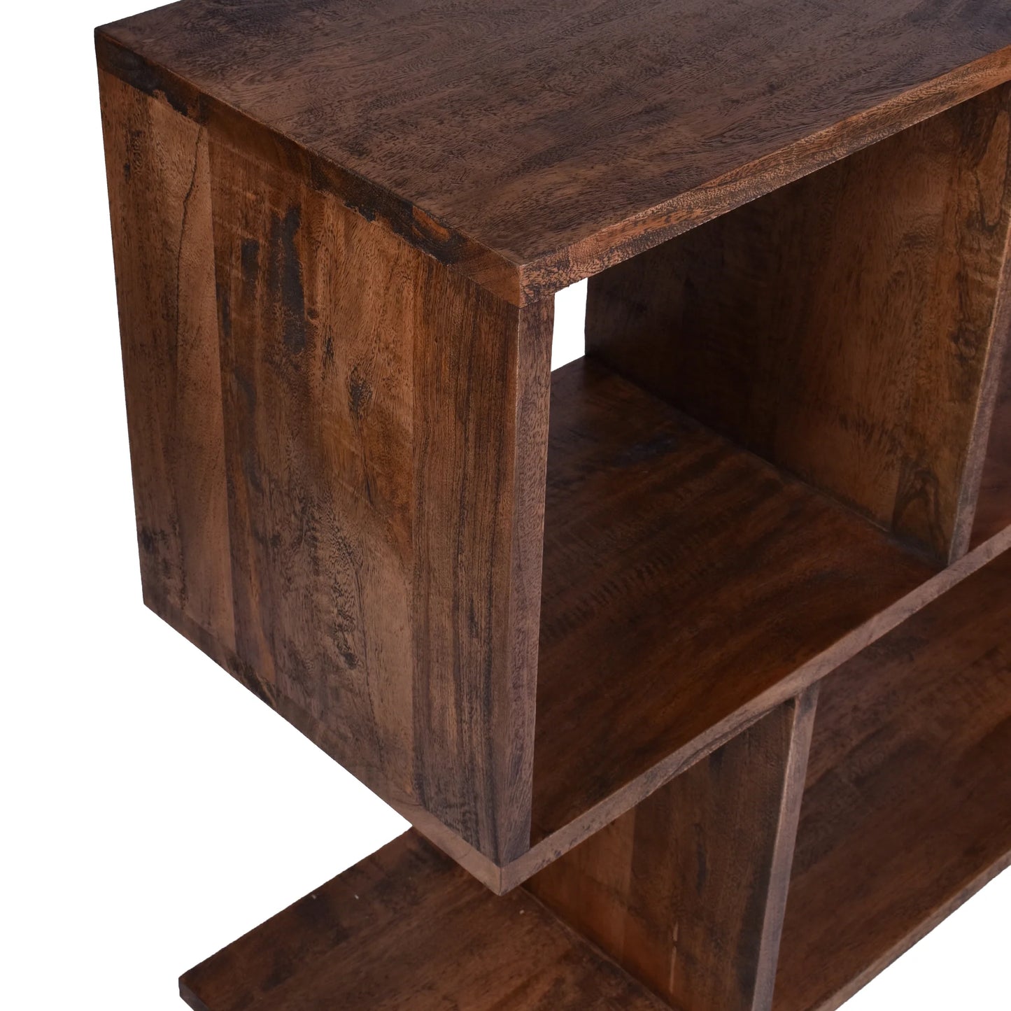 ELDRIDGE OPEN LOW BOOKCASE IN FRUITWOOD TIMBER HONEY BROWN