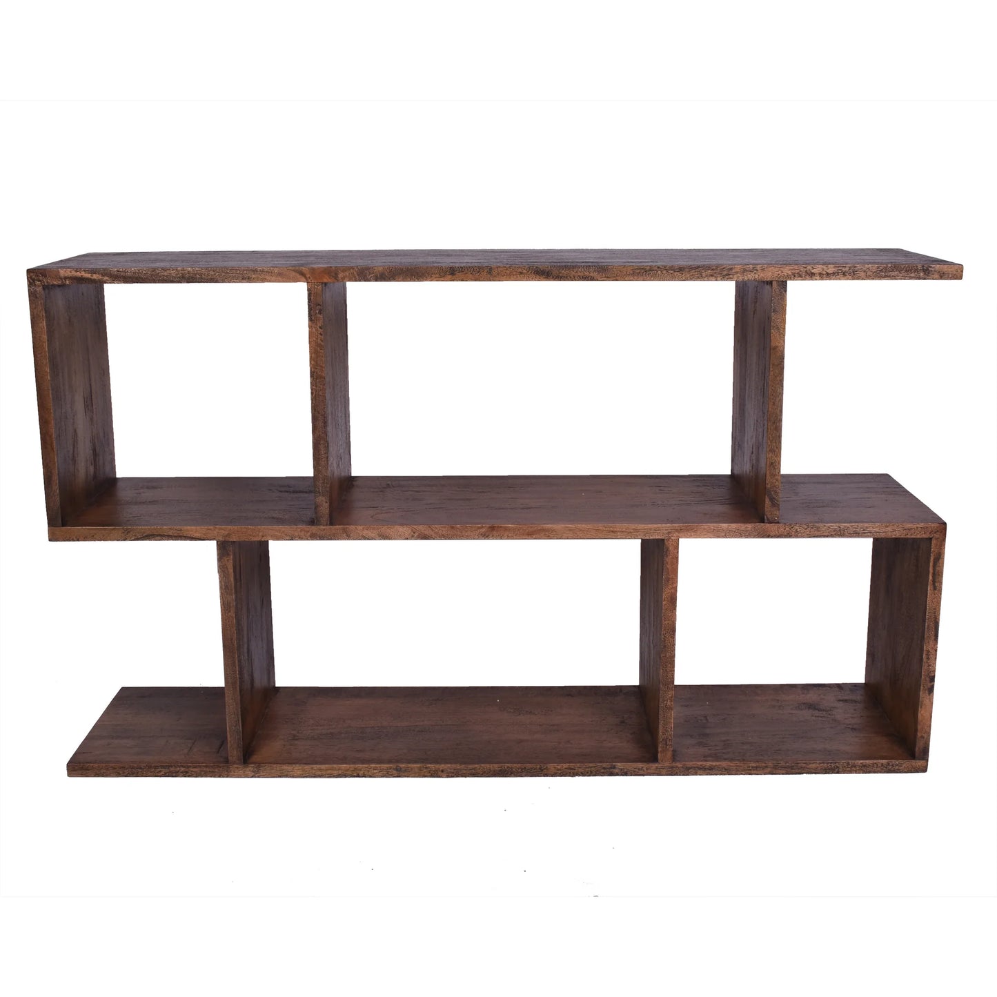 ELDRIDGE OPEN LOW BOOKCASE IN FRUITWOOD TIMBER HONEY BROWN