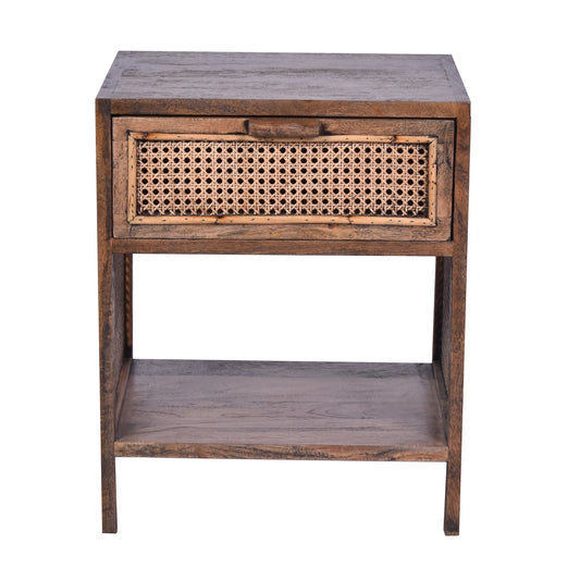 ELDRIDGE MINDI WOOD 1 DRAW BEDSIDE TABLE IN HONEY BROWN