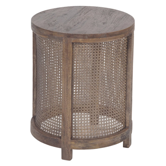 ELDRIDGE MINDI WOOD ROUND SIDE TABLE IN HONEY BROWN