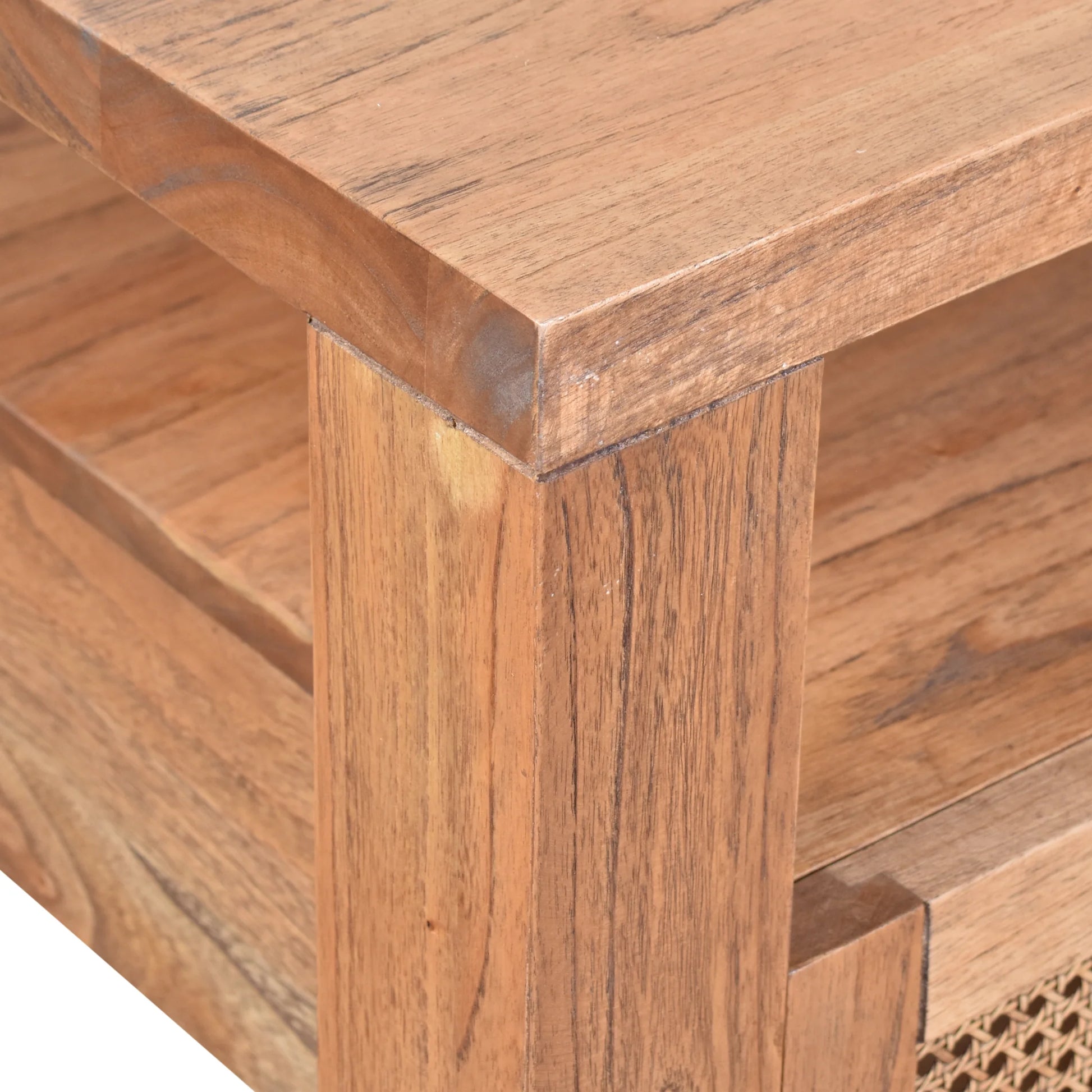 ELDRIDGE MINDI WOOD 2 DRAWERS SQUARE COFFEE TABLE IN LIGHT TOBACCO - MyChocolateWood