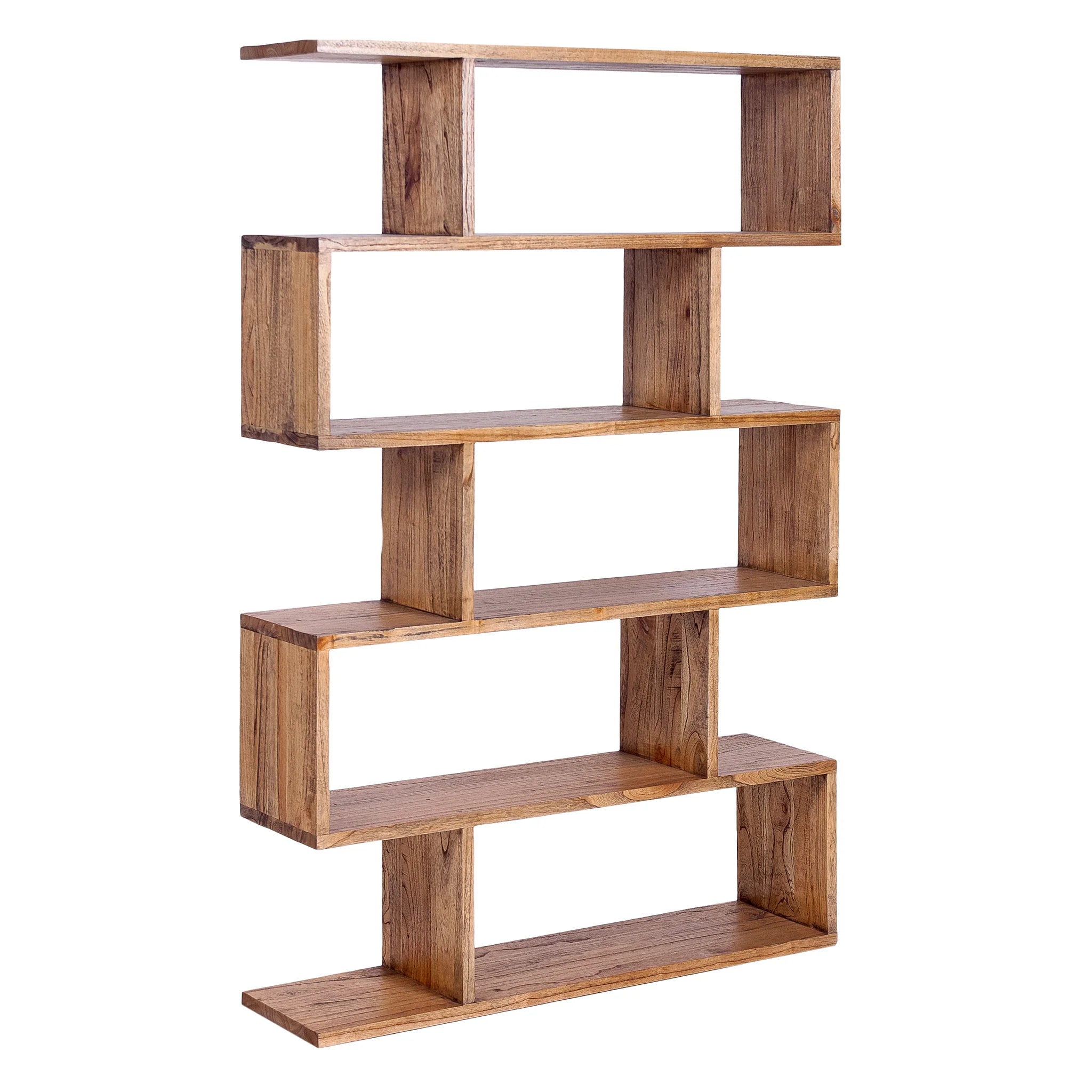 ELDRIDGE OPEN TALL BOOKCASE IN FRUITWOOD TIMBER LIGHT TOBACCO