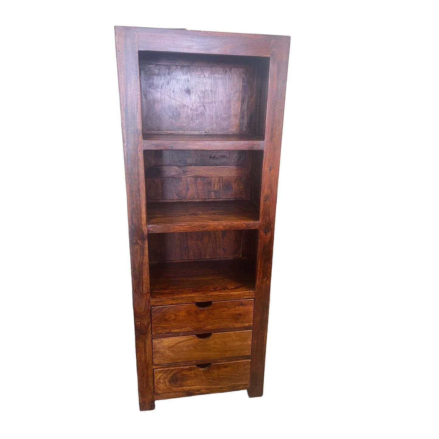 SOLID BENATO INDIAN ROSEWOOD 3 DRAWERS & 3 SHELVES BOOKCASE - FLOOR STOCK CLEARANCE