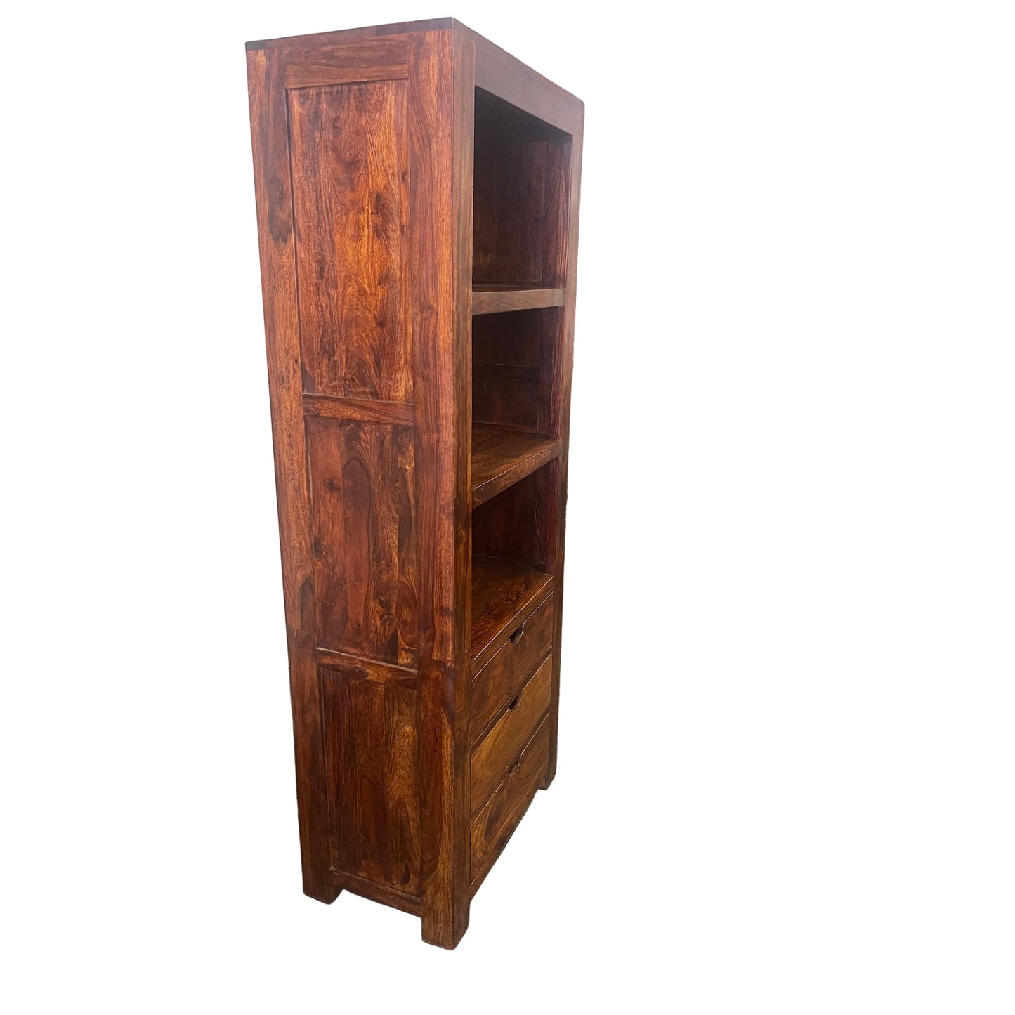 SOLID BENATO INDIAN ROSEWOOD 3 DRAWERS & 3 SHELVES BOOKCASE - FLOOR STOCK CLEARANCE