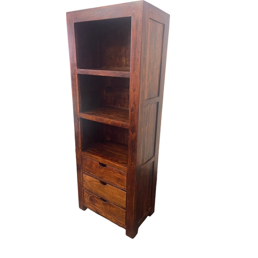SOLID BENATO INDIAN ROSEWOOD 3 DRAWERS & 3 SHELVES BOOKCASE - FLOOR STOCK CLEARANCE