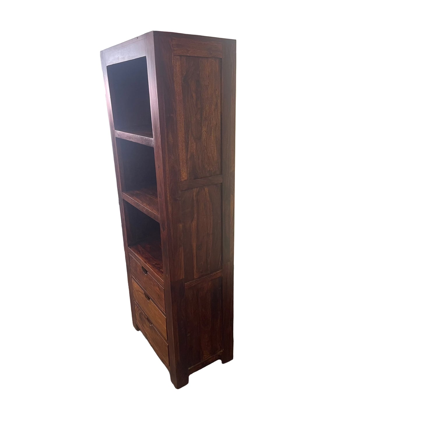 SOLID BENATO INDIAN ROSEWOOD 3 DRAWERS & 3 SHELVES BOOKCASE - FLOOR STOCK CLEARANCE