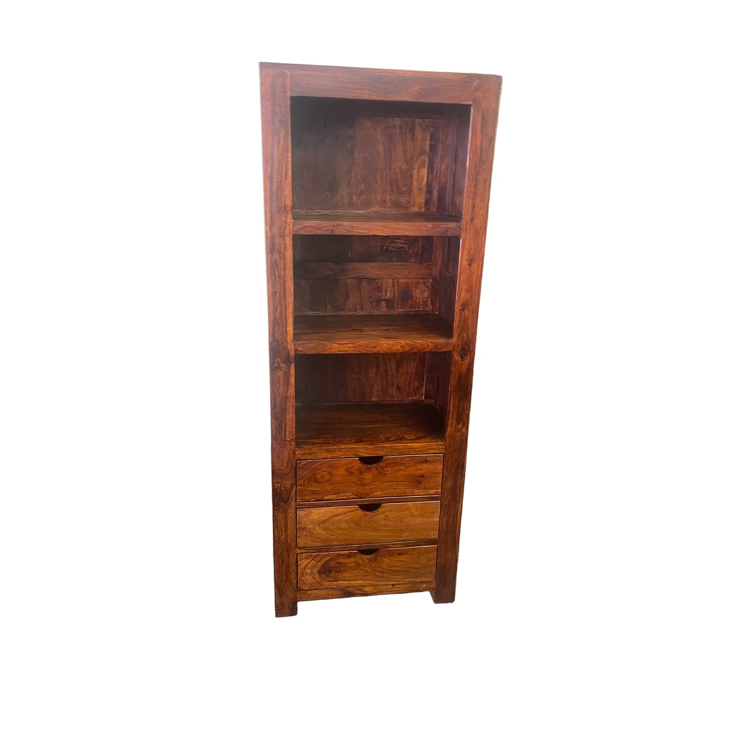 SOLID BENATO INDIAN ROSEWOOD 3 DRAWERS & 3 SHELVES BOOKCASE - FLOOR STOCK CLEARANCE