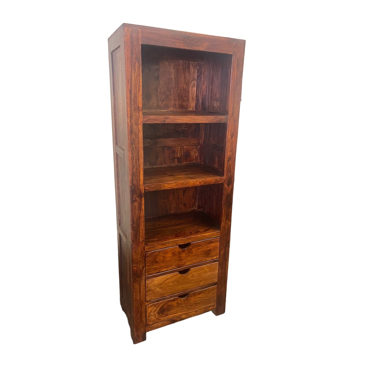SOLID BENATO INDIAN ROSEWOOD 3 DRAWERS & 3 SHELVES BOOKCASE - FLOOR STOCK CLEARANCE