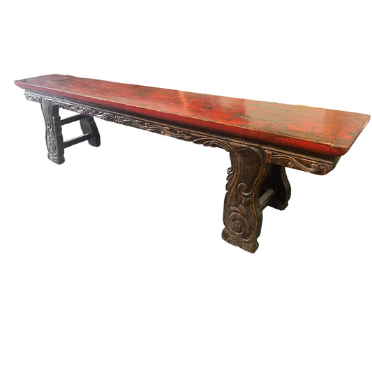 YUNNAN CHINESE ANTIQUE BENCH IN ELM WOOD 200CM