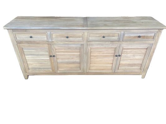VILLA LOUVRE STYLE BUFFET SIDEBOARD 4 DOORS & 2 DRAWERS IN RECYCLED ELM 200CM