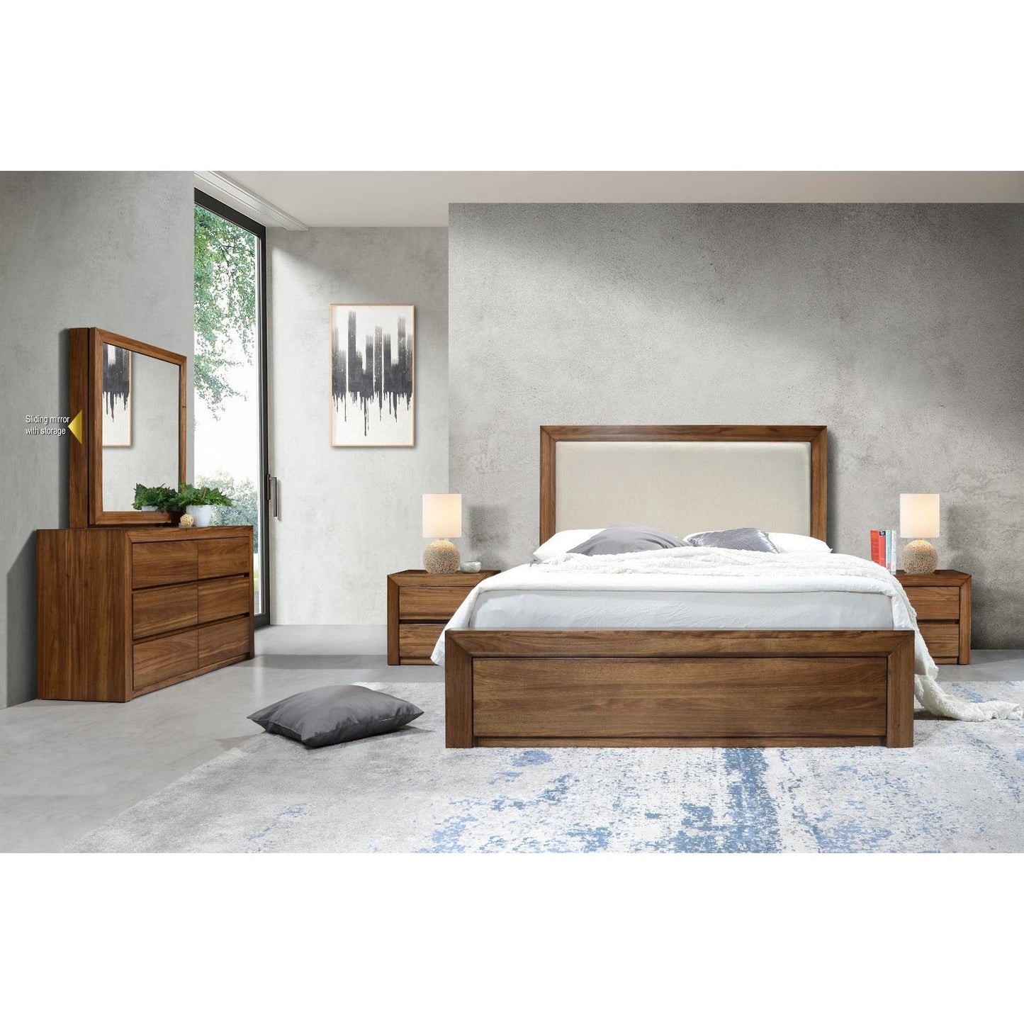 CARTAGENA KING BED IN HAZELWOOD WITH 2 PULLOUT DRAWERS