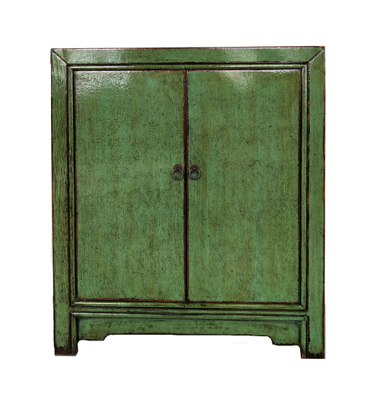 NINGBO NGH004 CHINESE ANTIQUE RECYCLED  PINE TIMBER CABINET CUPBOARD GREEN