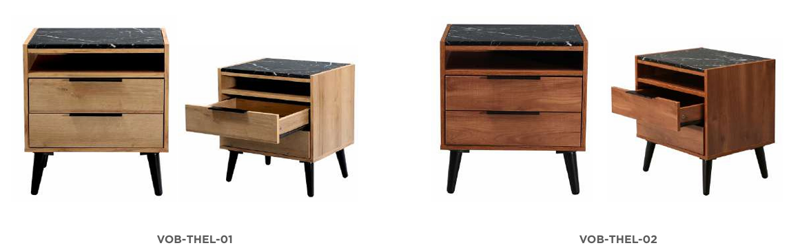 THELO 2-DRAWER BEDSIDE TABLE MANGO OAK