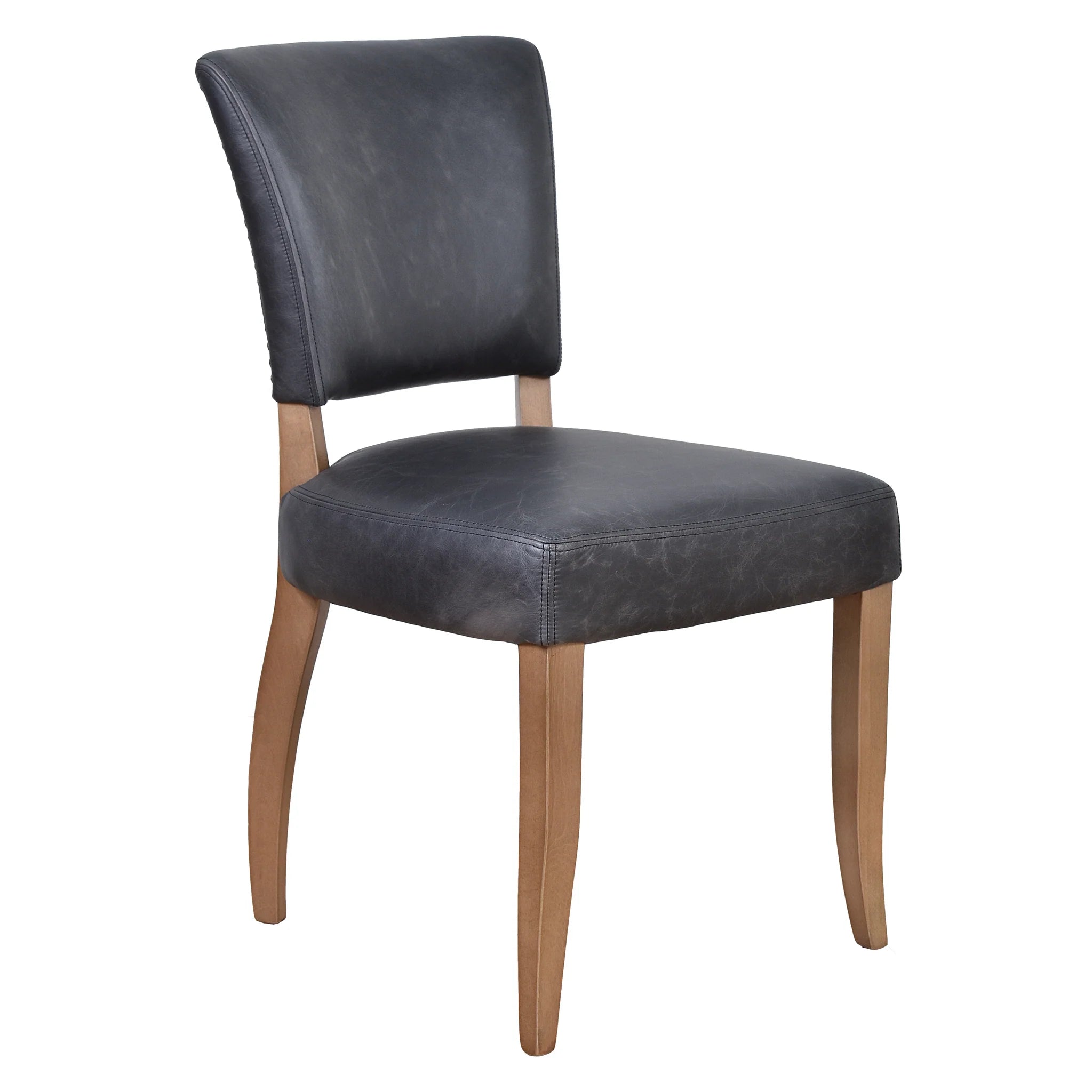 MORANG ESPRESSO TOP GRAIN DISTRESSED COWHIDE LEATHER DINING CHAIR   BRIAR SMOKE LEGS