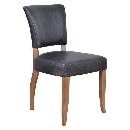 MORANG ESPRESSO TOP GRAIN DISTRESSED COWHIDE LEATHER DINING CHAIR   BRIAR SMOKE LEGS