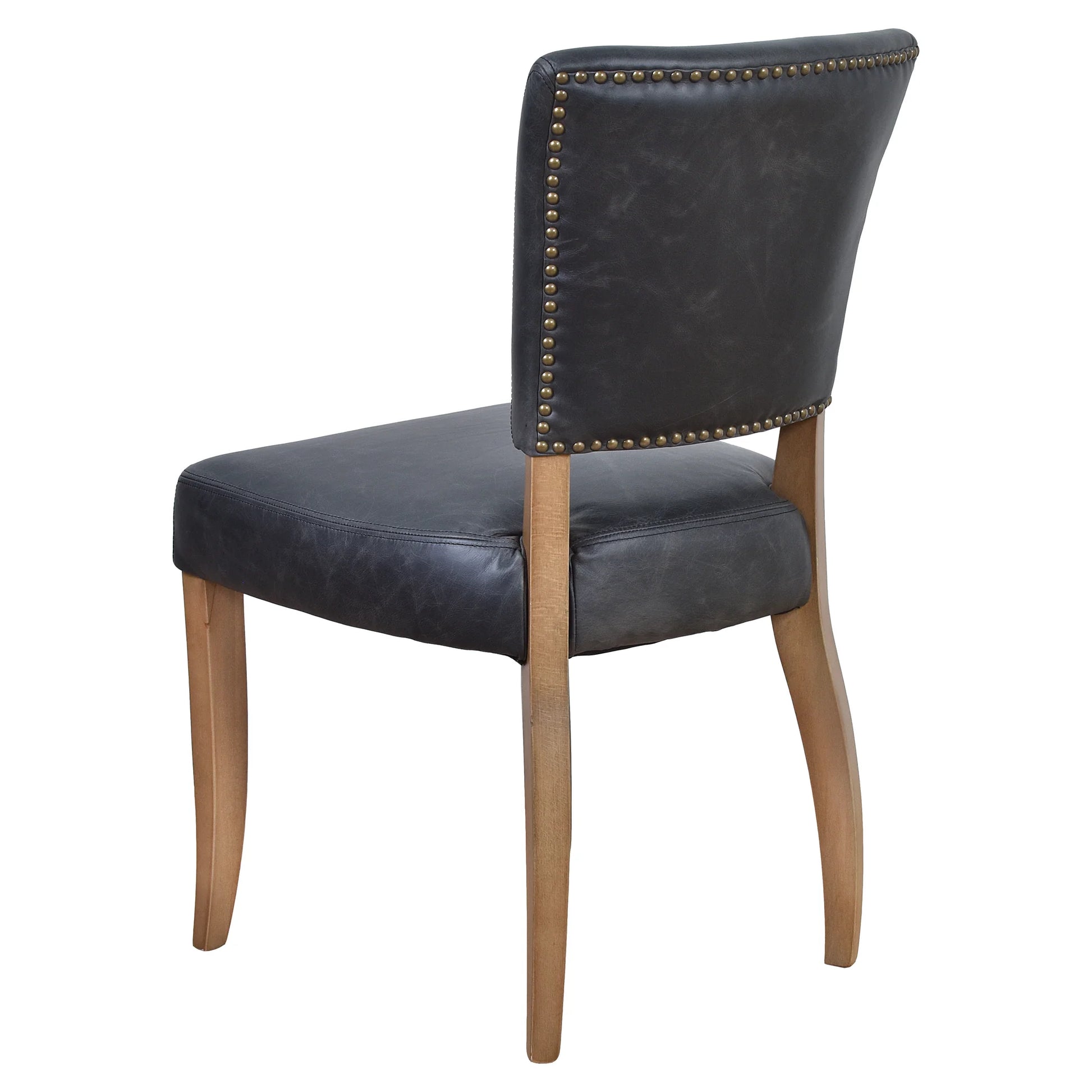 MORANG ESPRESSO TOP GRAIN DISTRESSED COWHIDE LEATHER DINING CHAIR BRIAR SMOKE LEGS - MyChocolateWood
