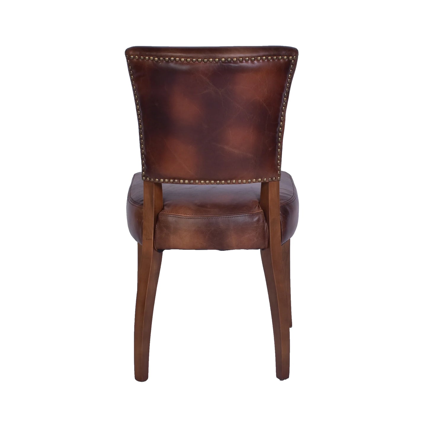 MORANG WAXED TOP GRAIN COWHIDE BROWN LEATHER DINING CHAIR MARON LEGS