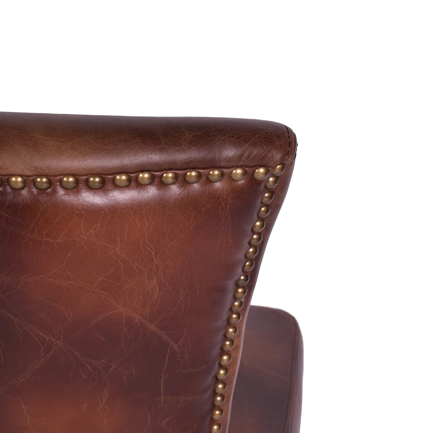MORANG WAXED TOP GRAIN COWHIDE BROWN LEATHER DINING CHAIR MARON LEGS