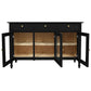 WINSTON SOLID WHITE CEDAR BUFFET/SIDEBOARD  3 DOORS & 3 DRAWERS  - BLACK 140CM