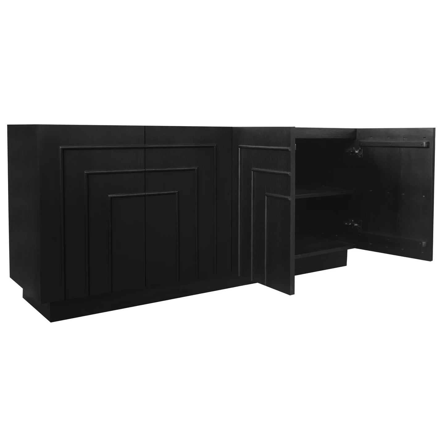 APOLLO SOLID WHITE CEDAR (MINDI WOOD) BUFFET/SIDEBOARD 4 DOORS - BLACK