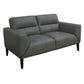 LOUANNE 3-SEATER REAL LEATHER SOFA SETTEE COUCH GUNMETAL - MyChocolateWood