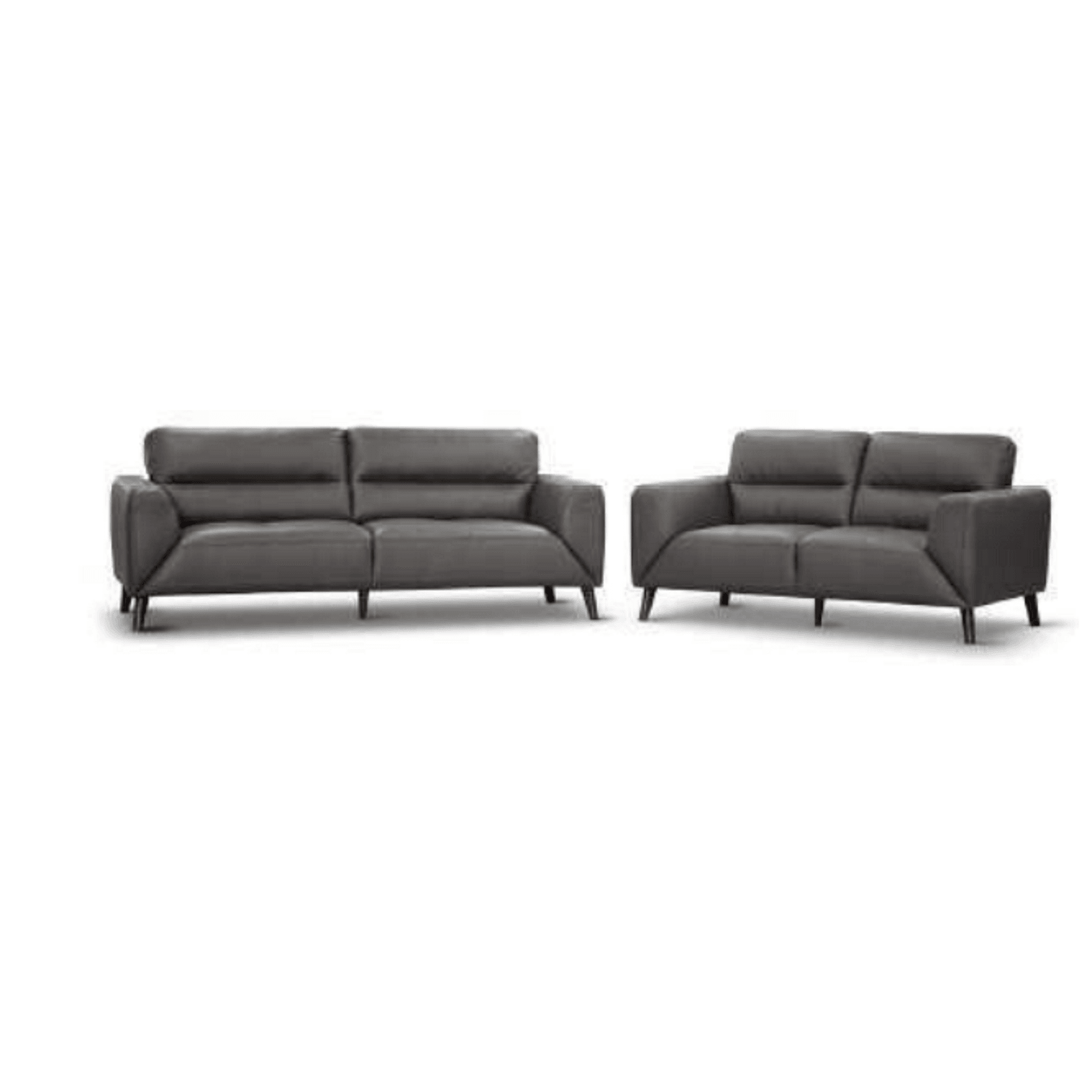 LOUANNE 3-SEATER REAL LEATHER SOFA SETTEE COUCH GUNMETAL - MyChocolateWood