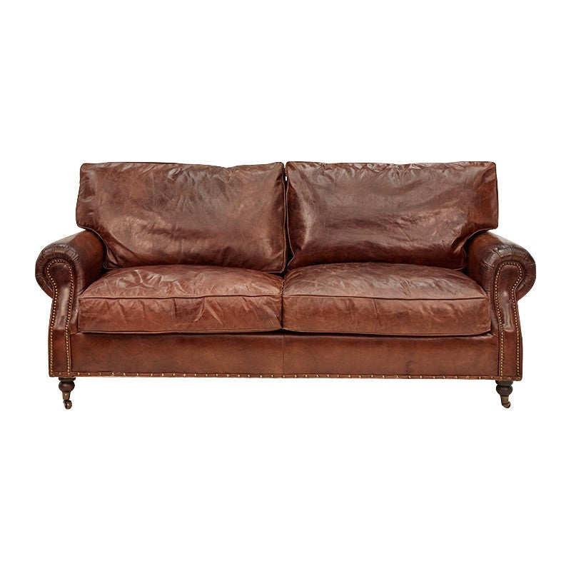 CHARLESTON 3-SEATER AGED LEATHER SOFA