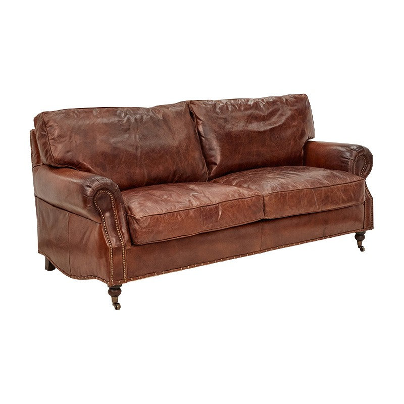 CHARLESTON 3-SEATER AGED LEATHER SOFA