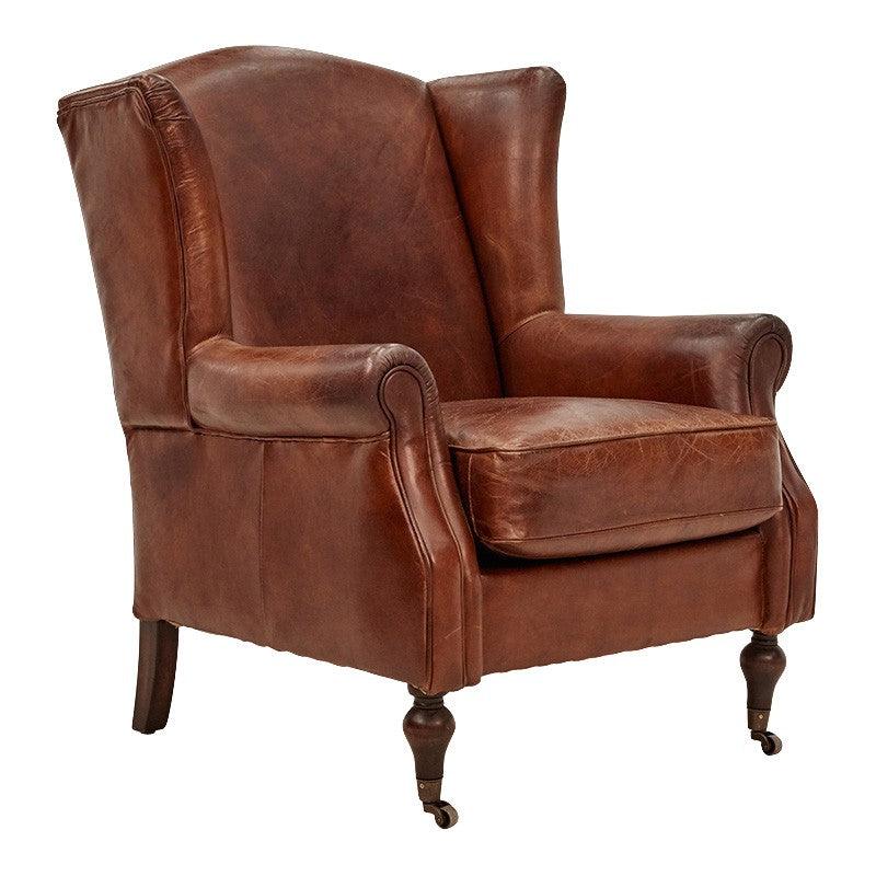 LAMPARD WINGBACK ARMCHAIR IN AGED LEATHER