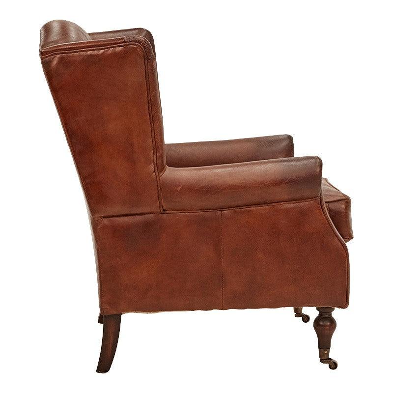 LAMPARD WINGBACK ARMCHAIR IN AGED LEATHER