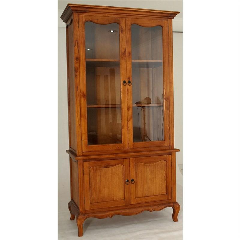BIGOLA FRENCH PROVINCIAL/HAMPTON STYLE SOLID MAHOGANY DISPLAY CABINET IN LIGHT PECAN
