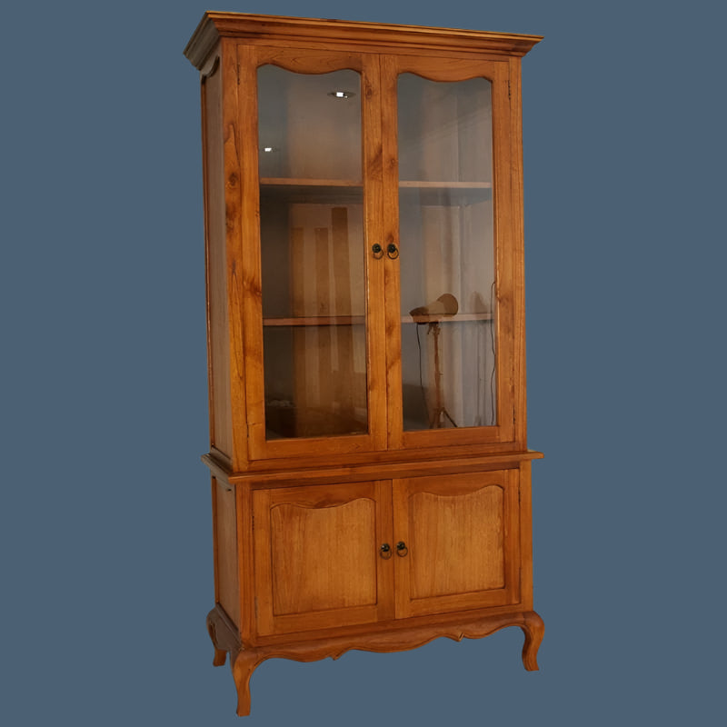 ELODIE FRENCH PROVINCIAL/HAMPTON STYLE SOLID MAHOGANY DISPLAY CABINET IN LIGHT PECAN