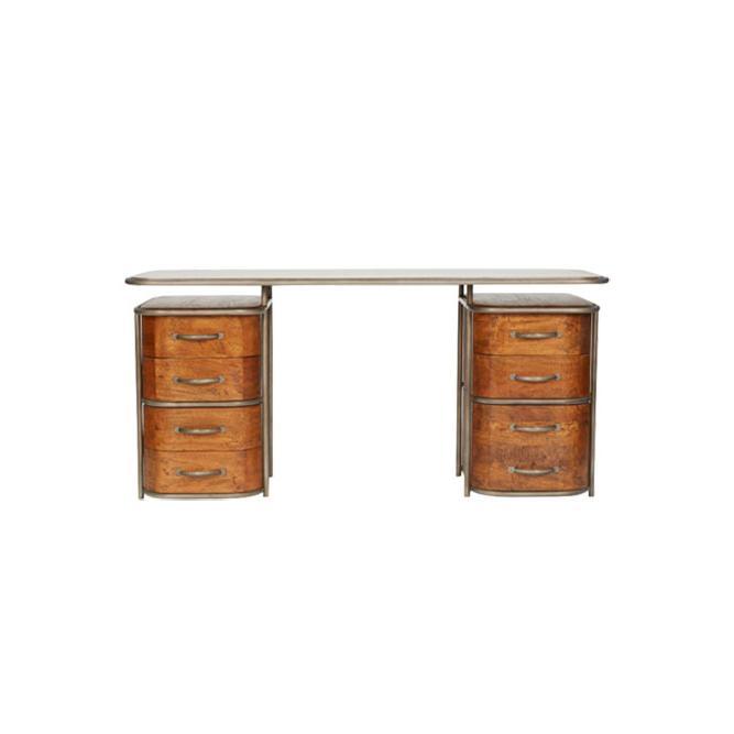 ARTURO SOLID FRUITWOOD/STEEL HOME OFFICE DESK WRITING DESK ART DECO STYLE - MyChocolateWood