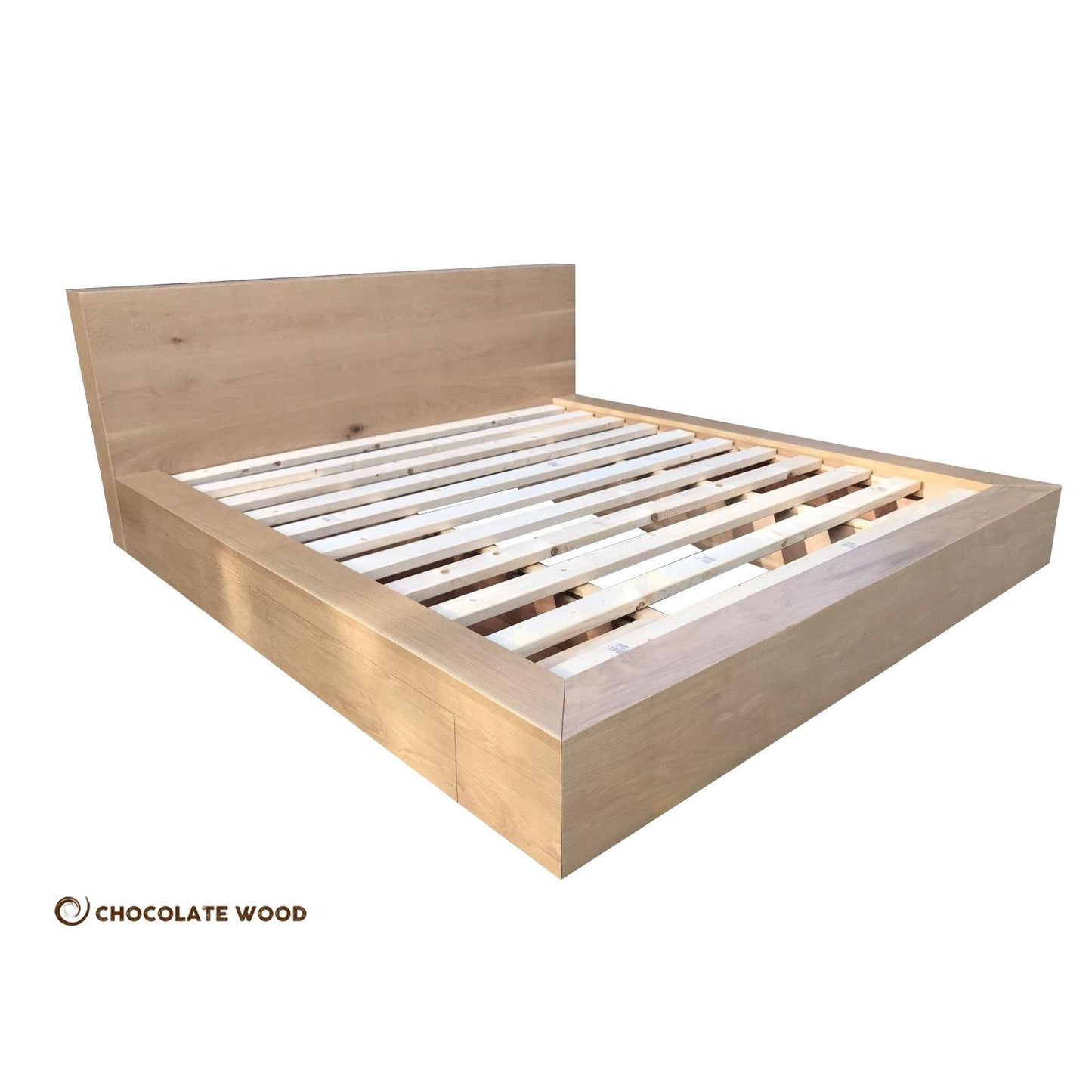 FANUCHI KING SIZE  BED  IN SOLID AMERICAN OAK - 4 DRAWERS - AUSTRALIAN CUSTOM MADE TO ORDER