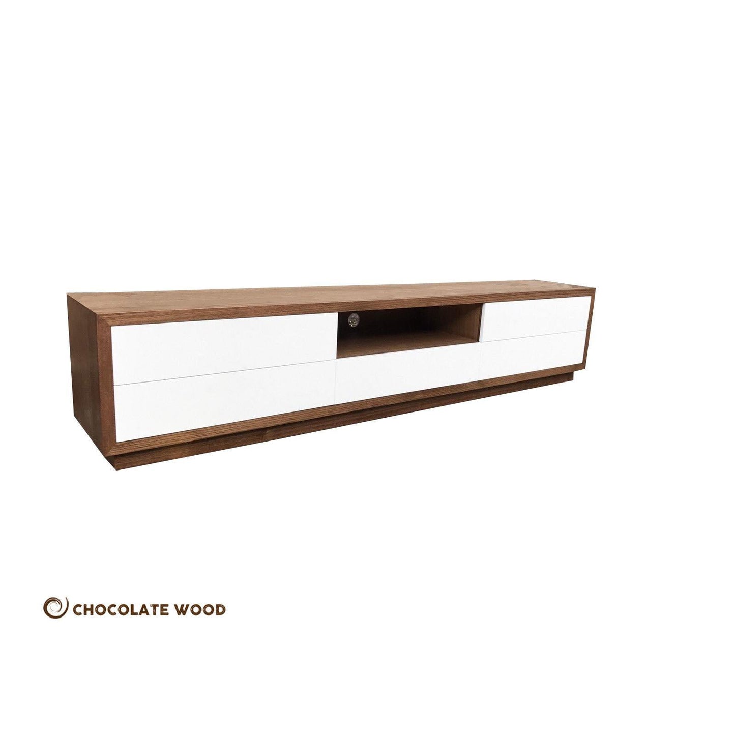 VICTORIA TASSIE OAK WALL MOUNTED 4 DRAWERS + DROP DOWN TV/ENTERTAINMENT UNIT IN CLEAR LACQUER