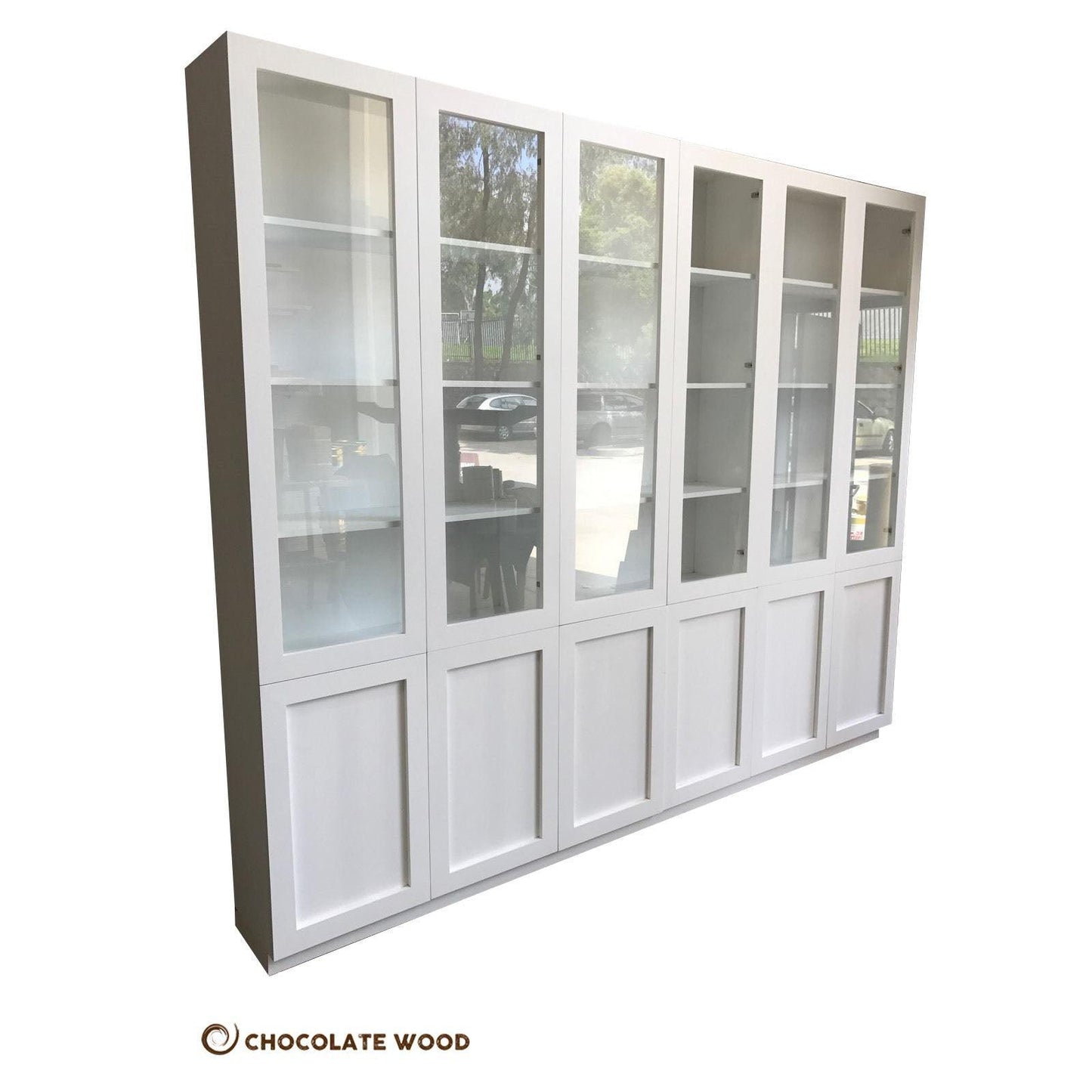 LAGONIA HAMPTONS STYLE 3 PIECE BOOKCASE IN WHITE PAINTED MDF - MADE TO ORDER