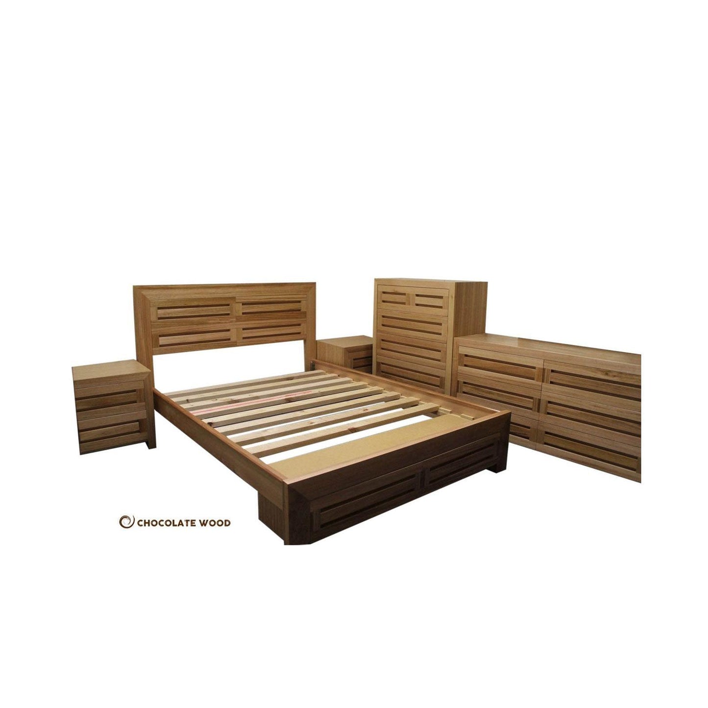 BAXTER QUEEN BEDROOM SUITE - SOLID TASSIE OAK TIMBER