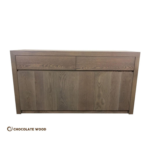 MARRON SOLID EUROPEAN OAK BUFFET/SIDEBOARD 3 DOORS 2 DRAWERS IN GREYWASH