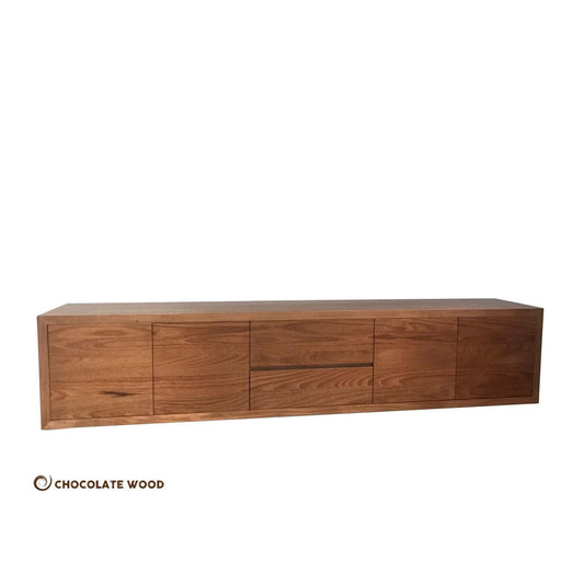 MANHATTAN SOLID WALL-MOUNTED TASSIE OAK TV/ENTERTAINMENT UNIT WITH 4 DOORS & 2 DRAWERS
