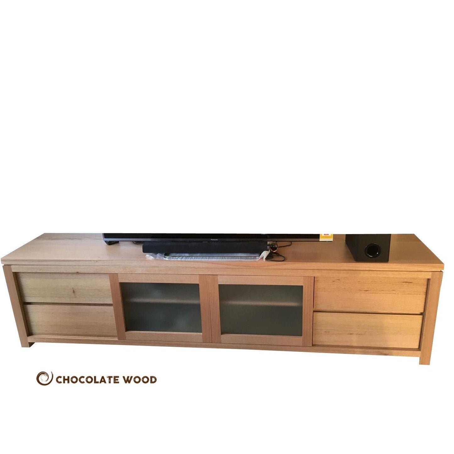 VERMONT AUSTRALIAN CUSTOM-MADE TV/ENTERTAINMENT UNIT WITH 4 DRAWERS & 2 SLIDING DOORS