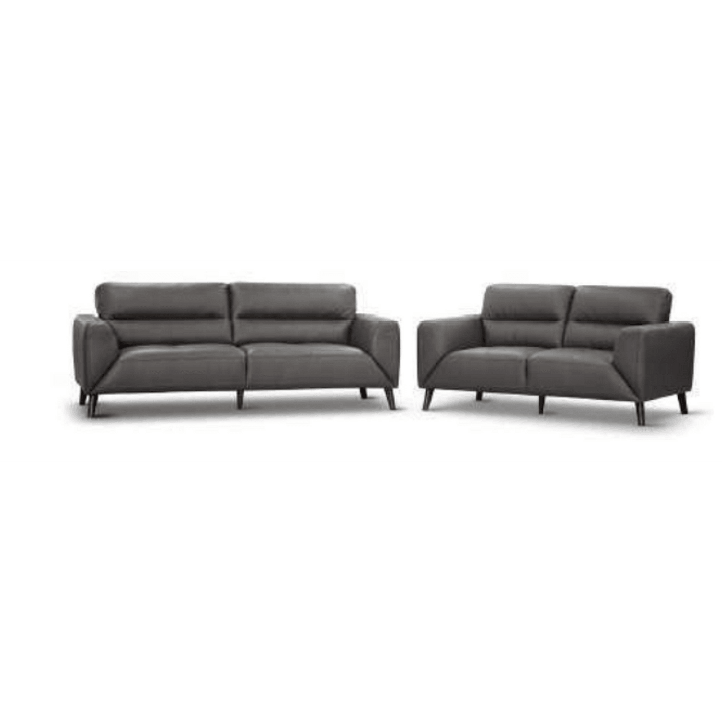 LOUANNE 2-SEATER REAL LEATHER SOFA SETTEE COUCH GUNMETAL